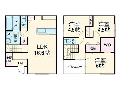 東海道本線 蒲郡駅 徒歩33分 2階建 築1年(3LDK)の間取り写真