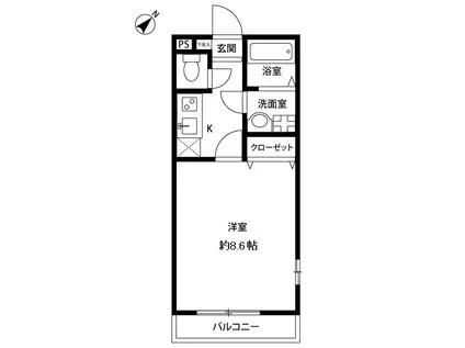 アムールTODORI(1K/1階)の間取り写真