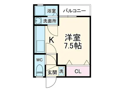 BERYL3(ワンルーム/1階)の間取り写真