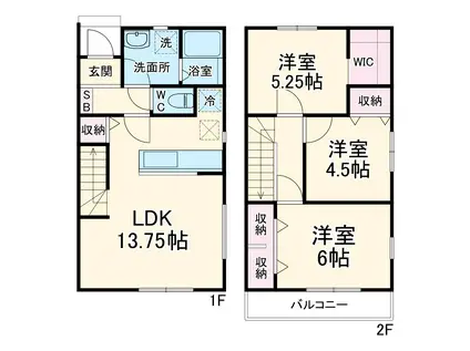 リーブルファイン曲利2号棟(3LDK/1階)の間取り写真