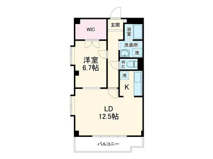 メゾンクワルト(1LDK/1階)の間取り写真