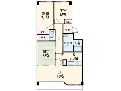 エスペランサⅡ(3LDK/4階)の間取り写真