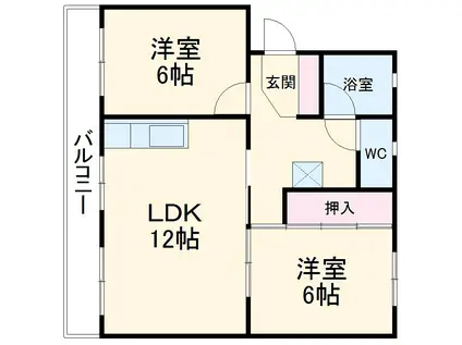 ボヌール早出(2LDK/2階)の間取り写真