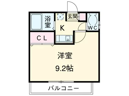 名古屋市東山線 上社駅 徒歩19分 4階建 築23年(1K/2階)の間取り写真
