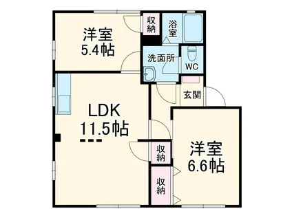 ハイツ神田川 N棟(2LDK/1階)の間取り写真