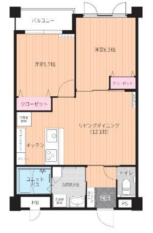 グランイーズ那覇末吉(2LDK/4階)の間取り写真