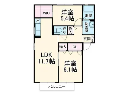 インフィニⅢ(2LDK/2階)の間取り写真