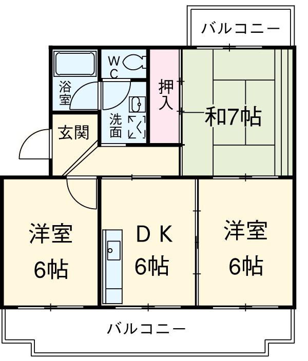 ビレッジ幸(3DK/3階)の間取り写真