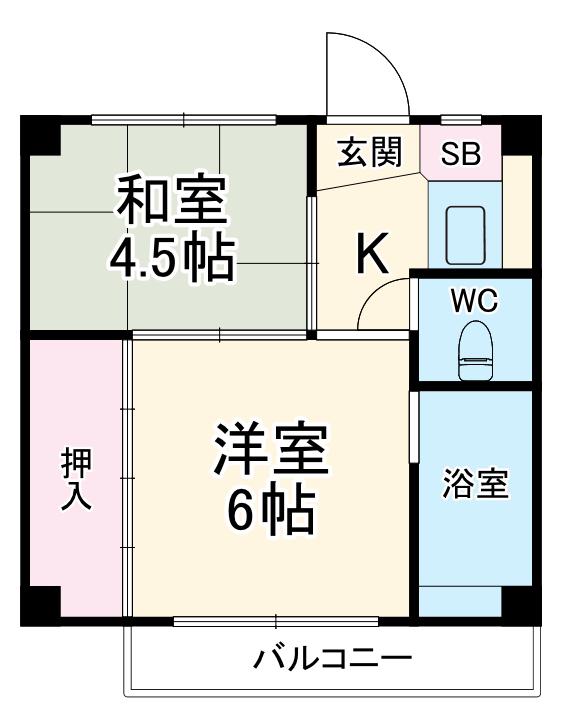 ビレッジハウス 丸山 4号棟(2K/1階)の間取り写真