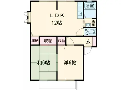 アムール・ラ・メゾン パートⅡ A等(2LDK/2階)の間取り写真