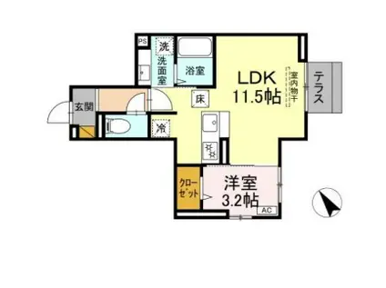 D-ROOM南花園(1LDK/1階)の間取り写真