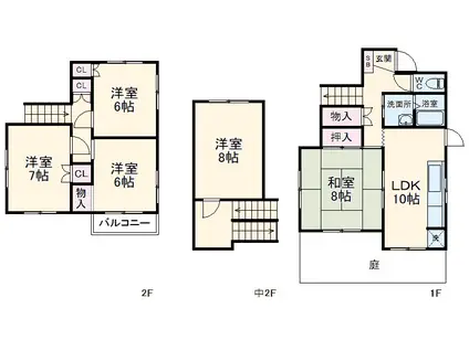名古屋市東山線 一社駅 徒歩7分 2階建 築43年(5LDK)の間取り写真