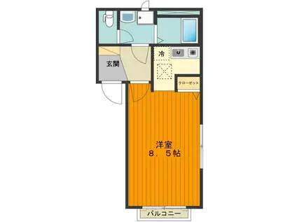 ライジングコート(1K/1階)の間取り写真