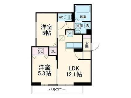 NOBLE VILLA針ヶ谷(2LDK/1階)の間取り写真