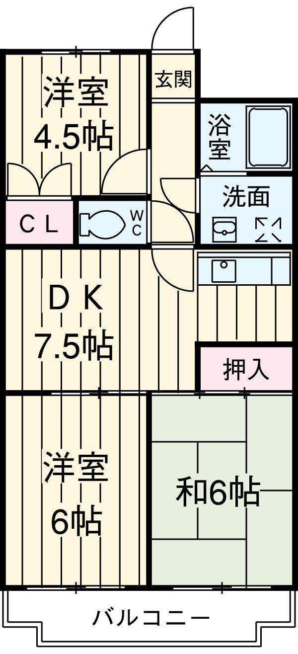 ミマスコート(3DK/2階)の間取り写真