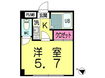 ペパンシエソワ(1K/2階)の間取り写真