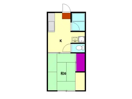 ドエルK(1K/1階)の間取り写真