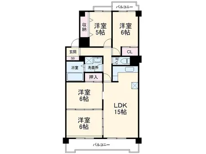 インテリジェント高間台Ⅱ号館(4LDK/3階)の間取り写真