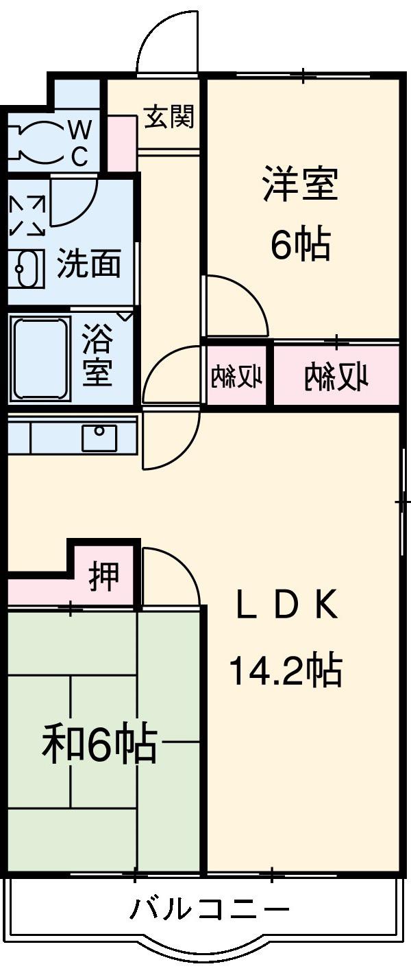 レジデンス上島(2LDK/1階)の間取り写真