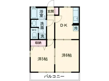 青山コーポC(2DK/2階)の間取り写真