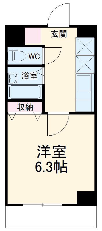 ドミール関内大通(1K/3階)の間取り写真