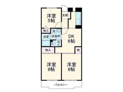 サンハイツ稲毛(3DK/4階)の間取り写真