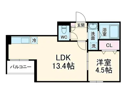 JACK CHUJOⅠ(1LDK/2階)の間取り写真