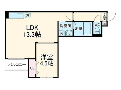 JACK CHUJOⅠ(1LDK/2階)の間取り写真