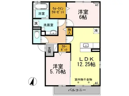グラン ジュール A(2LDK/2階)の間取り写真