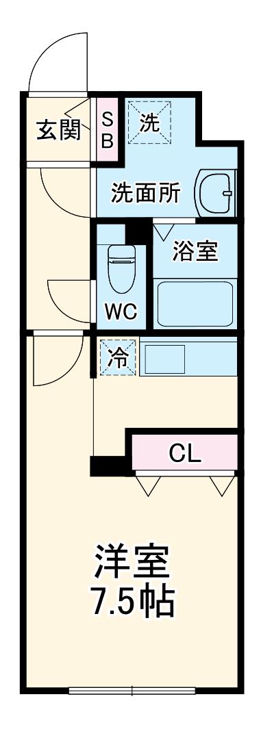フラシア一社(ワンルーム/1階)の間取り写真