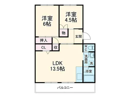 CASAアペルタ Ⅱ(2LDK/3階)の間取り写真