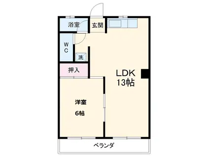 浅井ハイツ(1LDK/4階)の間取り写真