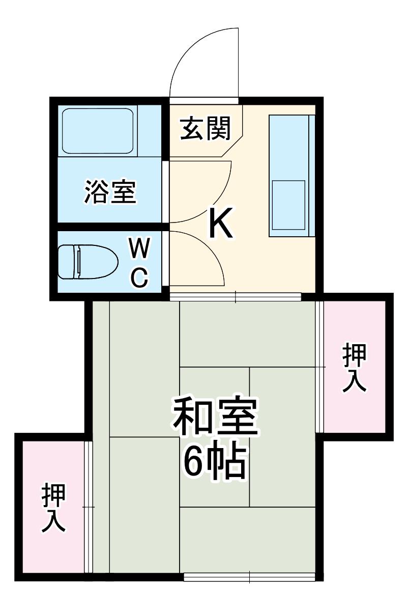 双葉ハイツ(1K/2階)の間取り写真
