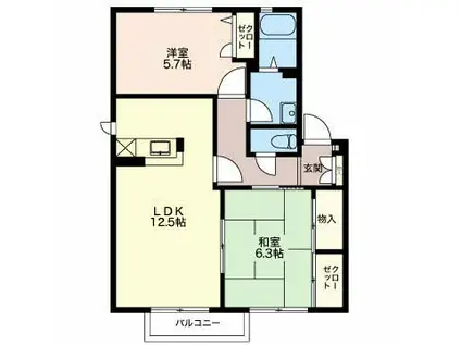 エトワール烏田Ⅱ(2LDK/2階)の間取り写真