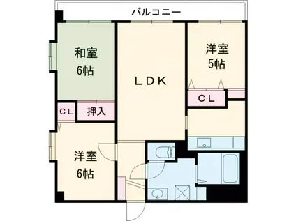カルム箱崎東1(3LDK/13階)の間取り写真