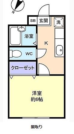 サンヒルズ習志野(1K/1階)の間取り写真
