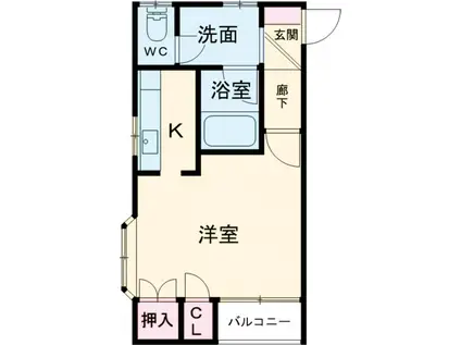 南町山岸ハイツⅡ(1K/1階)の間取り写真