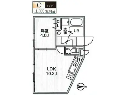 THE PALMS三鷹Ⅱ(1LDK/2階)の間取り写真