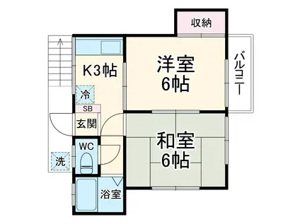 さつきハイツ(2K/2階)の間取り写真