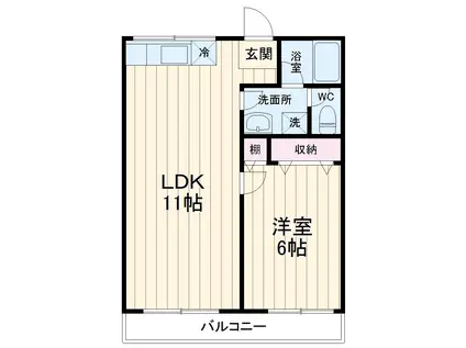ウエスト COAST(1LDK/1階)の間取り写真