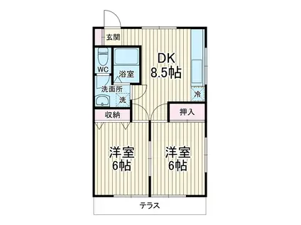 コーポアゼリア(2DK/1階)の間取り写真