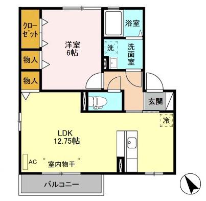 アーバン コート A/B/C/D(1LDK/2階)の間取り写真