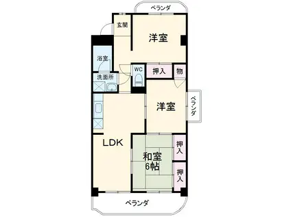 ドリーム梨花(3LDK/2階)の間取り写真