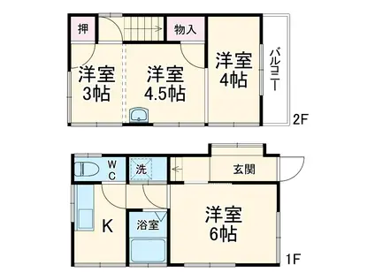 総武本線 千葉駅 徒歩11分 2階建 築59年(4K)の間取り写真