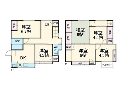 銚子電気鉄道 本銚子駅 徒歩6分 2階建 築59年(5SDK)の間取り写真