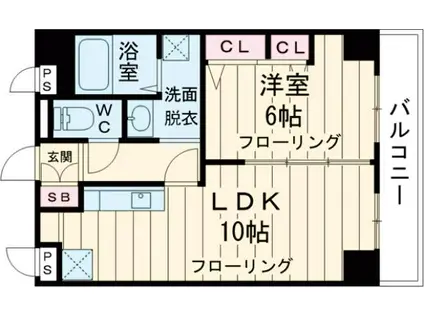 平尾弐番街ビル(1LDK/6階)の間取り写真