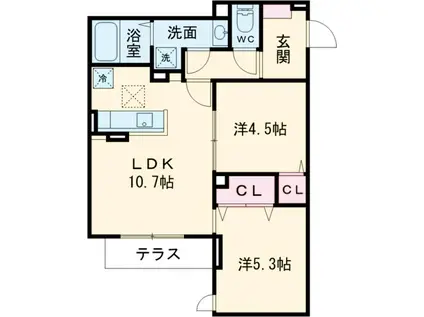 セレスティア扇Ⅲ(2LDK/3階)の間取り写真