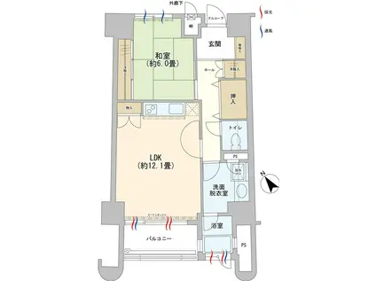 プリオール浜名湖(1LDK/9階)の間取り写真