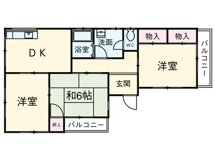 エレガンスハイツ(3DK/1階)の間取り写真