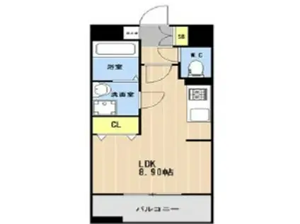 LIBTH松山Ⅲ(ワンルーム/9階)の間取り写真